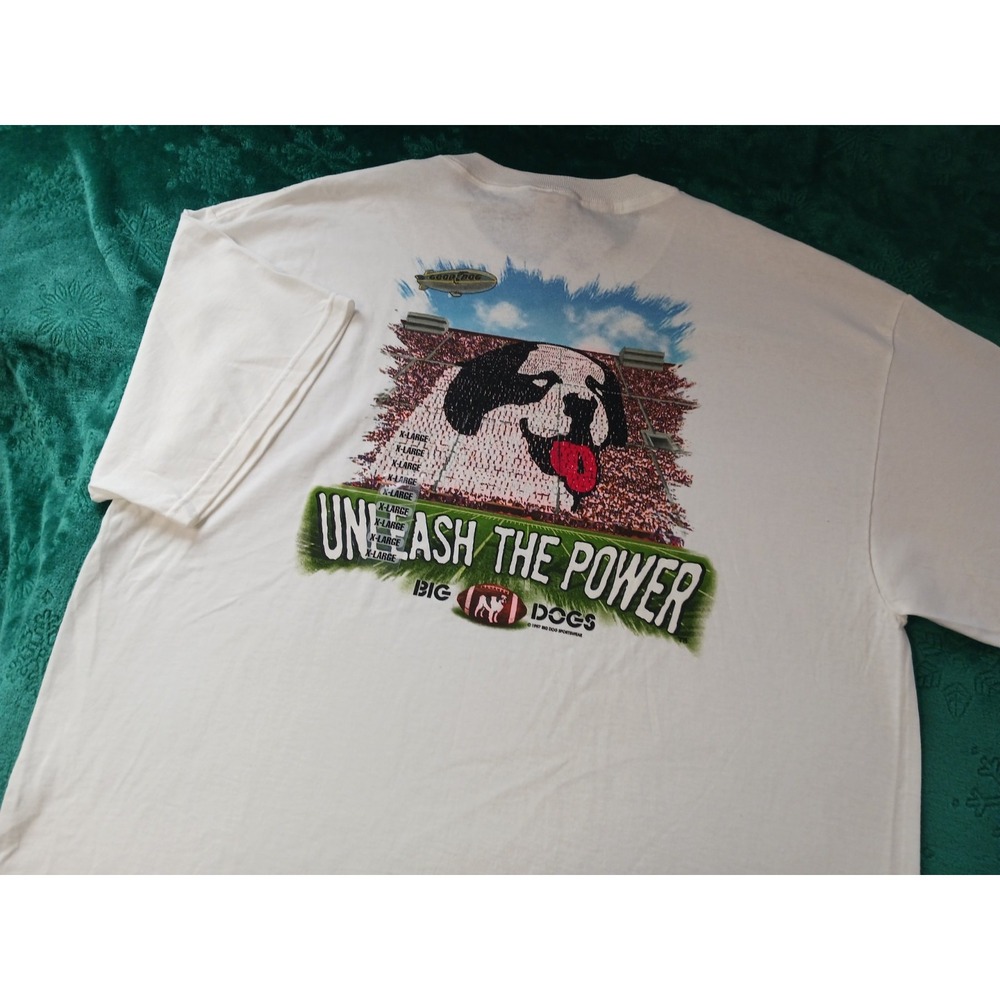 Vintage Big Dogs "Unleash The Power" Football Stadium T Shirt Men's XL 1997 NWT